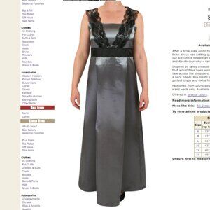 FRONTIER CLASSICS Silver Alexandra Edwardian Satin Dress Size Medium Lace